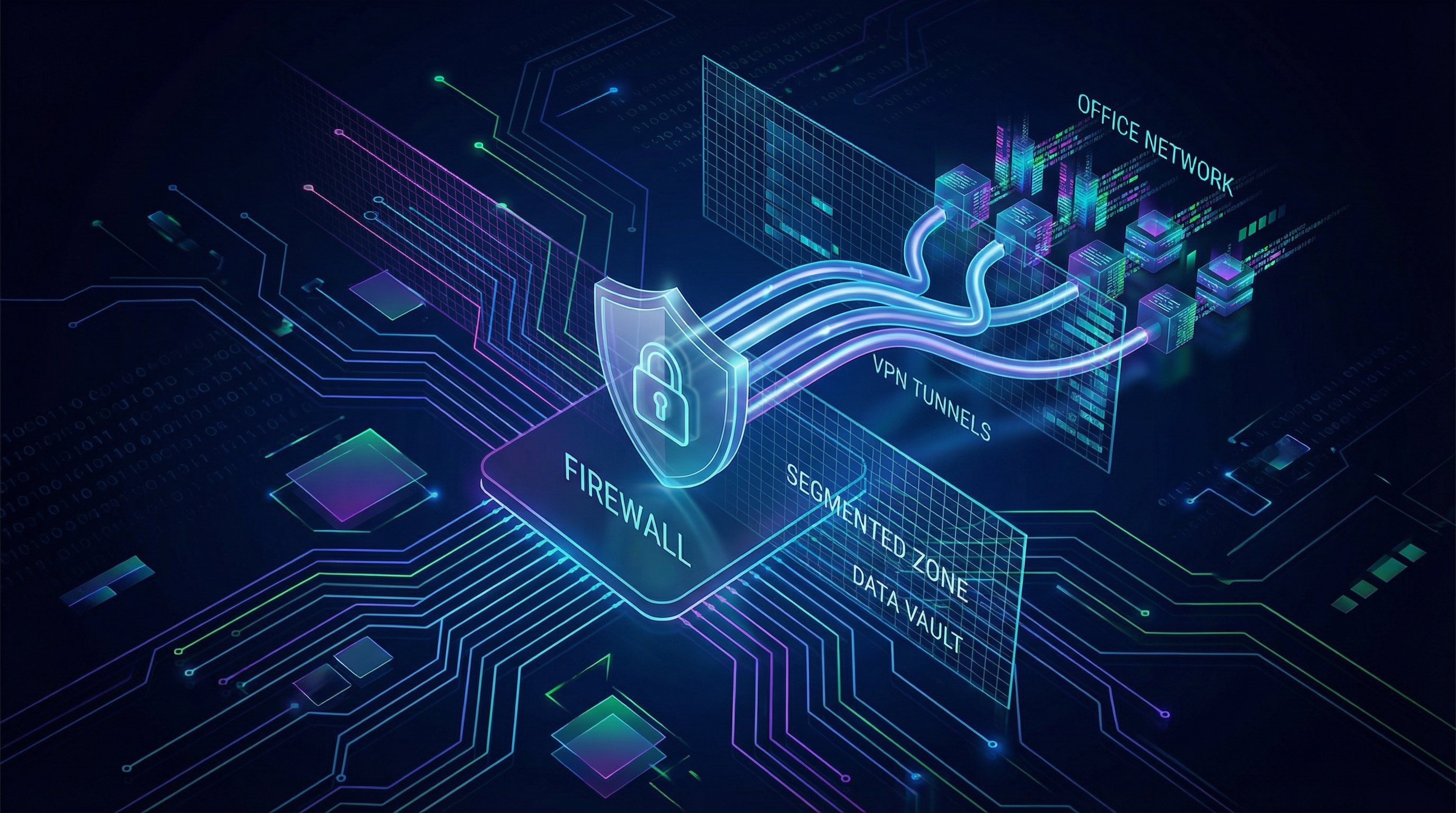 Segurança de rede corporativa com firewall e VPN